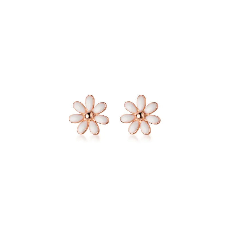 S925 Silver White Flower Earrings
