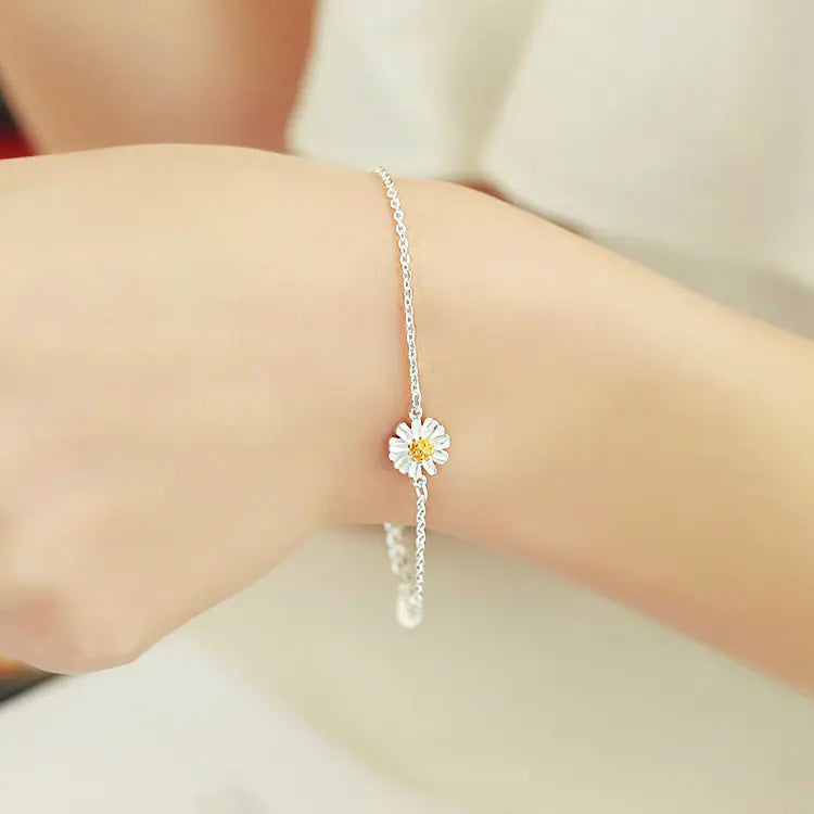 S925 Silver Daisy Flower Bracelet