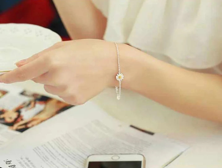 S925 Silver Daisy Flower Bracelet
