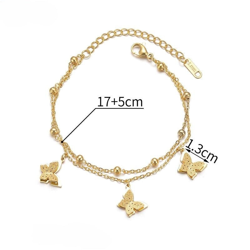 14K Gold Titanium Steel Butterfly Beaded Bracelet