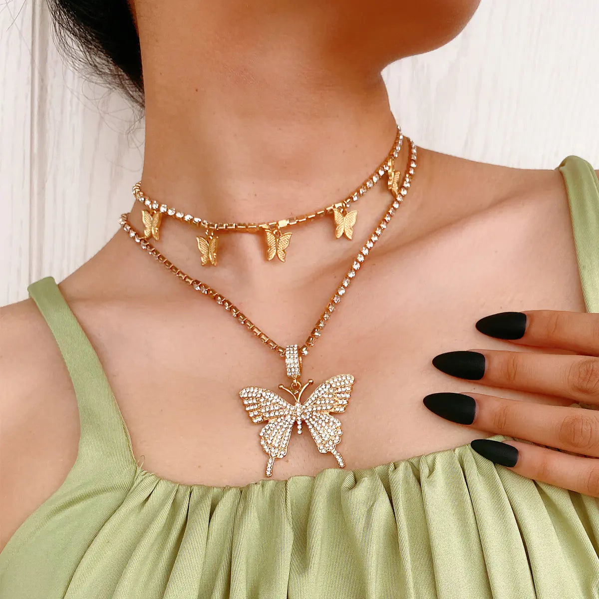 Rhinestone Butterfly Necklace