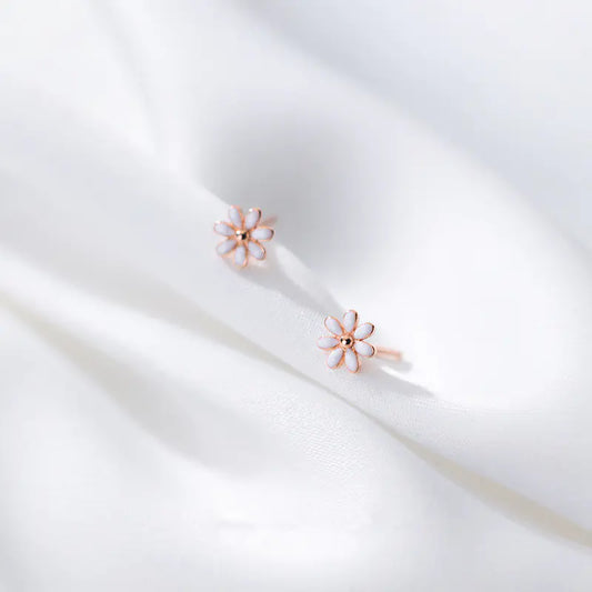S925 Silver White Flower Earrings