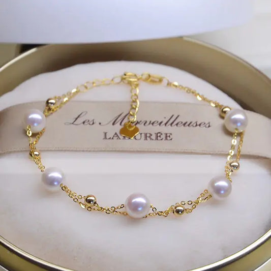 18k Gold Double-layer Pearl Bracelet