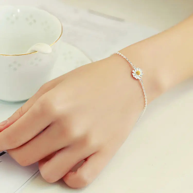 S925 Silver Daisy Flower Bracelet